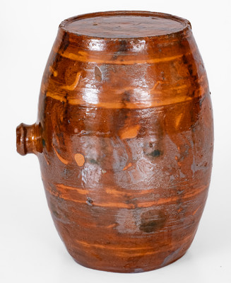 Rare Redware Rundlet w/ Two-Color Slip Decoration, probably North Carolina or Tennessee