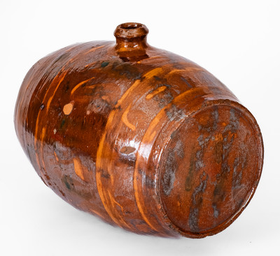 Rare Redware Rundlet w/ Two-Color Slip Decoration, probably North Carolina or Tennessee