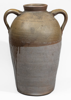 Large-Sized Middle Tennessee Salt-Glazed Stoneware Vase w/ Brown Slip Decoration