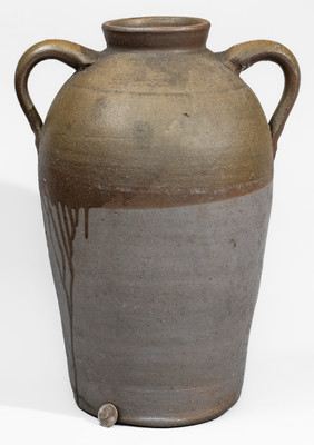 Large-Sized Middle Tennessee Salt-Glazed Stoneware Vase w/ Brown Slip Decoration