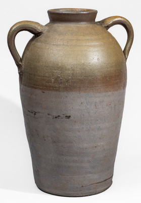 Large-Sized Middle Tennessee Salt-Glazed Stoneware Vase w/ Brown Slip Decoration