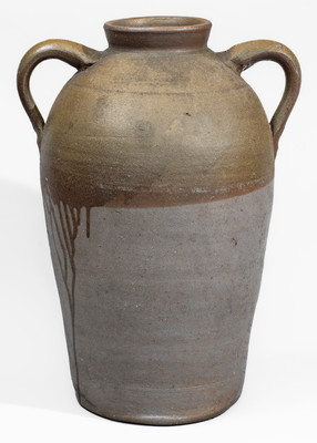 Large-Sized Middle Tennessee Salt-Glazed Stoneware Vase w/ Brown Slip Decoration