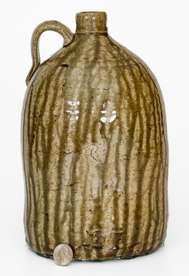 Crawford County, North Carolina Alkaline-Glazed Stoneware Jug, Stamped "J"