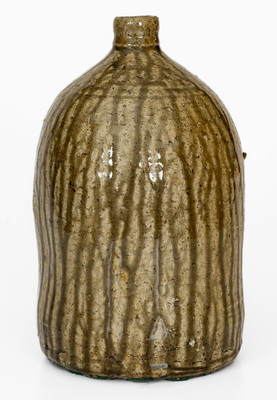 Crawford County, North Carolina Alkaline-Glazed Stoneware Jug, Stamped "J"