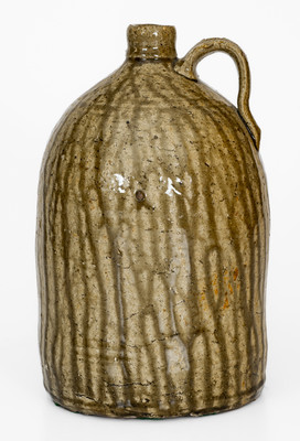 Crawford County, North Carolina Alkaline-Glazed Stoneware Jug, Stamped "J"