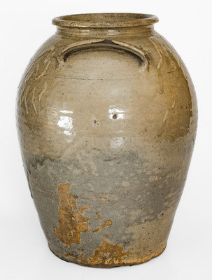 Unusual Stoneware Jar w/ Kaolin Slip Decoration, attrib. Thomas Chandler Pottery, Edgefield District, SC