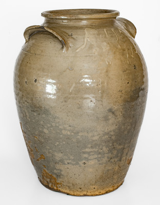 Unusual Stoneware Jar w/ Kaolin Slip Decoration, attrib. Thomas Chandler Pottery, Edgefield District, SC