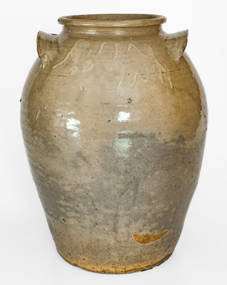 Unusual Stoneware Jar w/ Kaolin Slip Decoration, attrib. Thomas Chandler Pottery, Edgefield District, SC