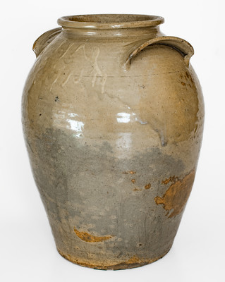 Unusual Stoneware Jar w/ Kaolin Slip Decoration, attrib. Thomas Chandler Pottery, Edgefield District, SC