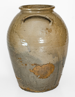 Unusual Stoneware Jar w/ Kaolin Slip Decoration, attrib. Thomas Chandler Pottery, Edgefield District, SC