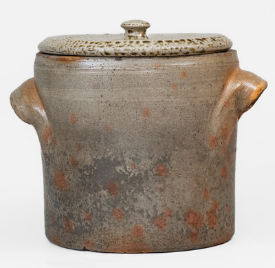 J. D. CRAVEN, Randolph or Moore County, NC Salt-Glazed Stoneware Cake Crock w/ Lid