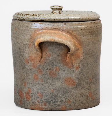 J. D. CRAVEN, Randolph or Moore County, NC Salt-Glazed Stoneware Cake Crock w/ Lid