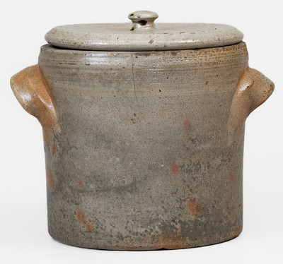 J. D. CRAVEN, Randolph or Moore County, NC Salt-Glazed Stoneware Cake Crock w/ Lid