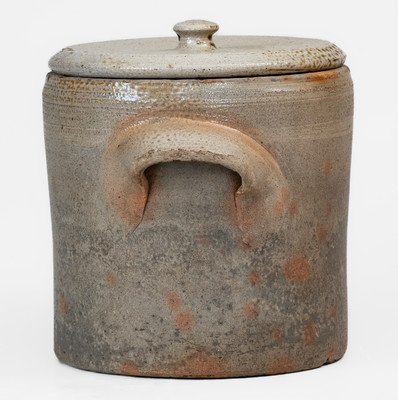 J. D. CRAVEN, Randolph or Moore County, NC Salt-Glazed Stoneware Cake Crock w/ Lid