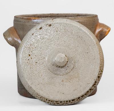 J. D. CRAVEN, Randolph or Moore County, NC Salt-Glazed Stoneware Cake Crock w/ Lid
