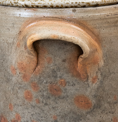 J. D. CRAVEN, Randolph or Moore County, NC Salt-Glazed Stoneware Cake Crock w/ Lid