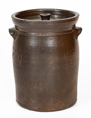 Glazed Stoneware Jar w/ Lid, Inscribed "L.B.N.," probably Tennessee