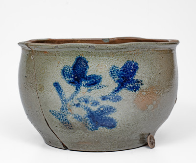 Washington County, Virginia Stoneware Bowl w/ Cobalt Floral Decoration