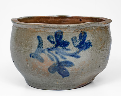 Washington County, Virginia Stoneware Bowl w/ Cobalt Floral Decoration