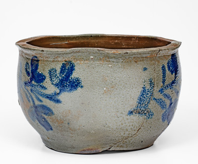 Washington County, Virginia Stoneware Bowl w/ Cobalt Floral Decoration