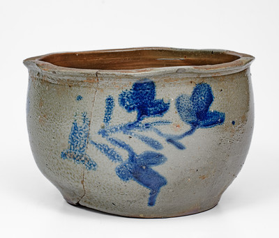 Washington County, Virginia Stoneware Bowl w/ Cobalt Floral Decoration