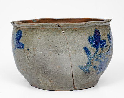 Washington County, Virginia Stoneware Bowl w/ Cobalt Floral Decoration