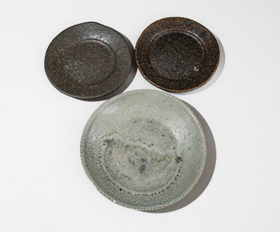 Three Glazed North Carolina Stoneware Plates, late 19th century or early 20th century