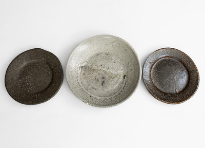 Three Glazed North Carolina Stoneware Plates, late 19th century or early 20th century