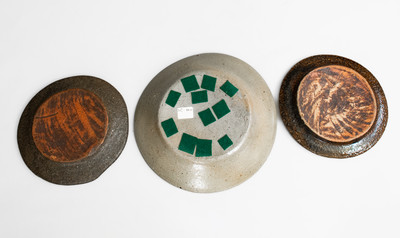 Three Glazed North Carolina Stoneware Plates, late 19th century or early 20th century