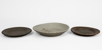 Three Glazed North Carolina Stoneware Plates, late 19th century or early 20th century
