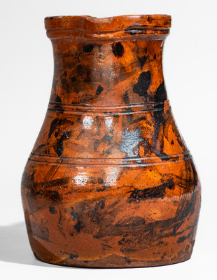 Outstanding Eastern Tennessee Redware Pitcher w/ Manganese Slash Decoration