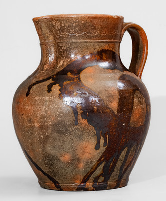 Extremely Rare C A HAUN & CO Redware Pitcher, Christopher Alexander Haun, Greene County, TN