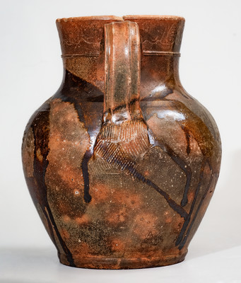 Extremely Rare C A HAUN & CO Redware Pitcher, Christopher Alexander Haun, Greene County, TN