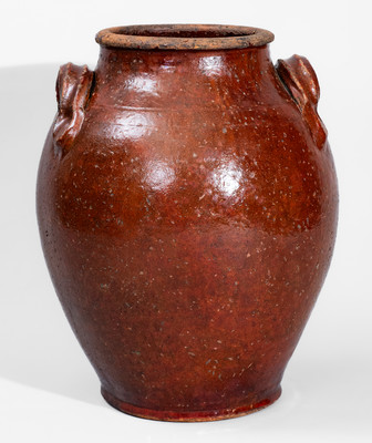 Extremely Rare Manganese-Glazed Redware Jar attrib. Silas Watkins, Randolph or Guilford Counties, NC