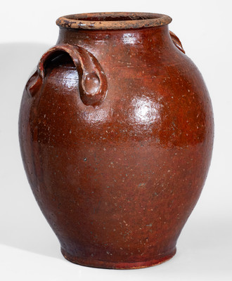 Extremely Rare Manganese-Glazed Redware Jar attrib. Silas Watkins, Randolph or Guilford Counties, NC