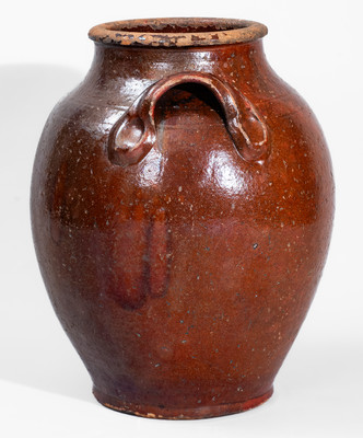 Extremely Rare Manganese-Glazed Redware Jar attrib. Silas Watkins, Randolph or Guilford Counties, NC