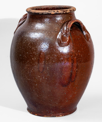 Extremely Rare Manganese-Glazed Redware Jar attrib. Silas Watkins, Randolph or Guilford Counties, NC