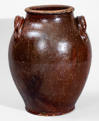 Extremely Rare Manganese-Glazed Redware Jar attrib. Silas Watkins, Randolph or Guilford Counties, NC