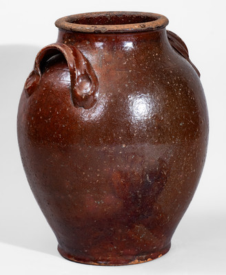 Extremely Rare Manganese-Glazed Redware Jar attrib. Silas Watkins, Randolph or Guilford Counties, NC