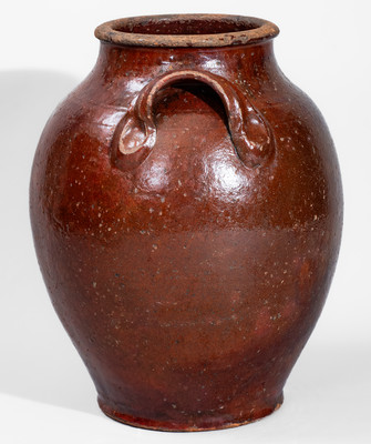 Extremely Rare Manganese-Glazed Redware Jar attrib. Silas Watkins, Randolph or Guilford Counties, NC