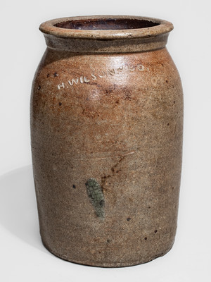 Rare and Important H. WILSON & CO. (African-American Potter Hiram Wilson, Guadalupe Co, Texas) Stoneware Jar