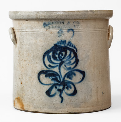 J. NORTON & CO. / BENNINGTON VT Two-Gallon Stoneware Crock, c1860