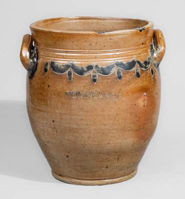 COMMERAWS / STONEWARE Stoneware Jar w/ Impressed Drape-and-Tassel Decoration