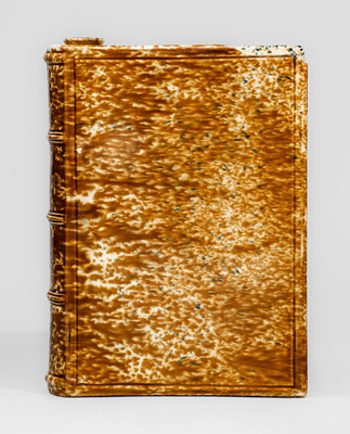 BENNINGTON / BATTLE Large-Sized Flint Enamel Book Flask, attrib. Lyman, Fenton & Co., Bennington, VT