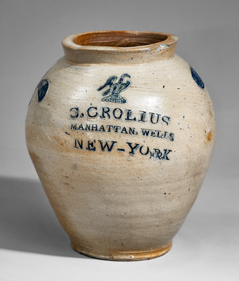 Exceedingly Rare and Important C. CROLIUS / MANHATTAN WELLS / NEW-YORK Federal Eagle Jar