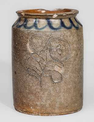 New York State Stoneware Jar w/ Incised Floral Decoration, early 19th century