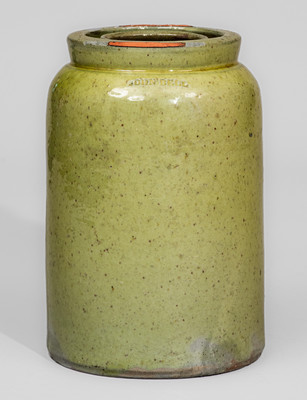 Scarce JOHN BELL (Waynesboro, PA) Copper-Glazed Stoneware Canning Jar