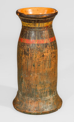 Rare JOHN W. BELL / Waynesboro, Pa Painted Redware Vase, late 19th century