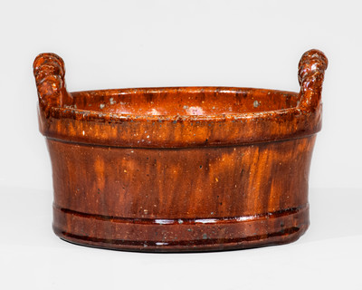 JOHN BELL (Waynesboro, PA) Redware Butter Tub, c1840-80