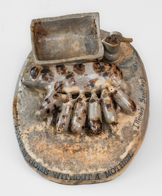 Very Rare Anna Pottery Match Safe w/ Sow and Piglets: 